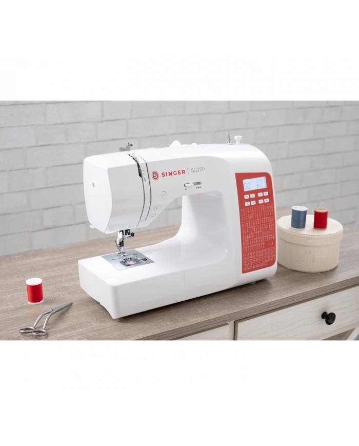 Sewing machine Singer SC220 RED + Overlocking foot and Kit of