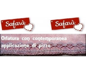 Orlatura con contemporanea applicazione di pizzo Orlatura con contemporanea applicazione di pizzo